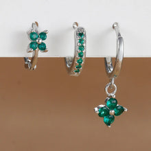 3-piece Zircon Flower Dangle Earrings Set