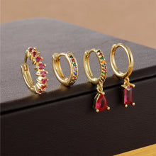 4pcs Korean Zircon Water Drop Earrings Set