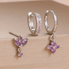 3-piece Zircon Flower Dangle Earrings Set
