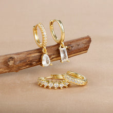 4pcs Korean Zircon Water Drop Earrings Set
