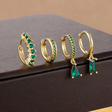 4pcs Korean Zircon Water Drop Earrings Set