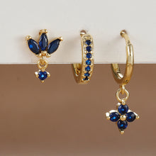 3-piece Zircon Flower Dangle Earrings Set