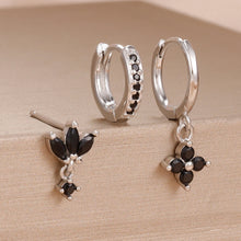3-piece Zircon Flower Dangle Earrings Set