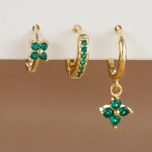 3-piece Zircon Flower Dangle Earrings Set