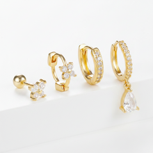 4pcs Korean Zircon Water Drop Earrings Set