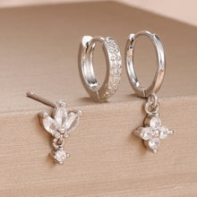 3-piece Zircon Flower Dangle Earrings Set