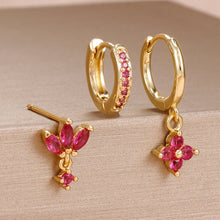 3-piece Zircon Flower Dangle Earrings Set