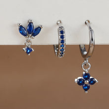 3-piece Zircon Flower Dangle Earrings Set