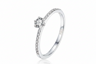 Classic Moissanite Sterling Silver Ring