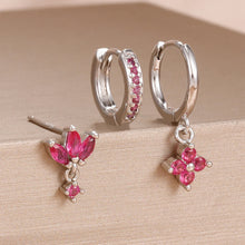 3-piece Zircon Flower Dangle Earrings Set