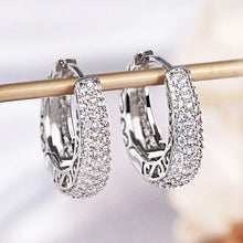 925 Sterling Silver zircon Stone Hoop Earrings