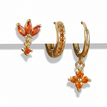 3-piece Zircon Flower Dangle Earrings Set