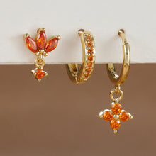 3-piece Zircon Flower Dangle Earrings Set