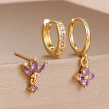 3-piece Zircon Flower Dangle Earrings Set