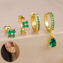 4pcs Korean Zircon Water Drop Earrings Set