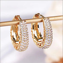 925 Sterling Silver zircon Stone Hoop Earrings