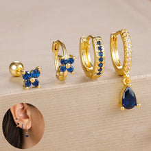 4pcs Korean Zircon Water Drop Earrings Set