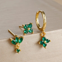 3-piece Zircon Flower Dangle Earrings Set