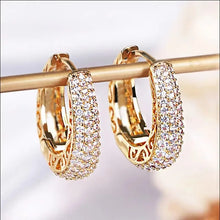 925 Sterling Silver zircon Stone Hoop Earrings