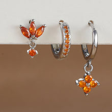 3-piece Zircon Flower Dangle Earrings Set