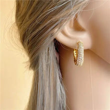 925 Sterling Silver zircon Stone Hoop Earrings