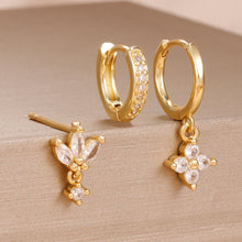 3-piece Zircon Flower Dangle Earrings Set