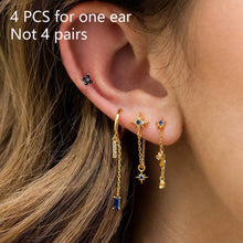 4pcs Korean Zircon Water Drop Earrings Set