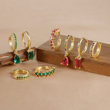 4pcs Korean Zircon Water Drop Earrings Set