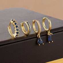 4pcs Korean Zircon Water Drop Earrings Set