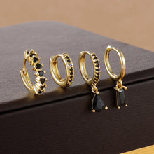 4pcs Korean Zircon Water Drop Earrings Set