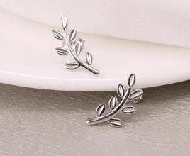 925 Silver Exquisite Leaf Stud Earrings