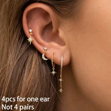 4pcs Korean Zircon Water Drop Earrings Set