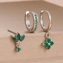 3-piece Zircon Flower Dangle Earrings Set