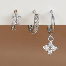3-piece Zircon Flower Dangle Earrings Set