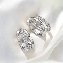 925 Sterling Silver zircon Stone Hoop Earrings