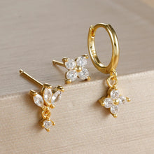 3-piece Zircon Flower Dangle Earrings Set