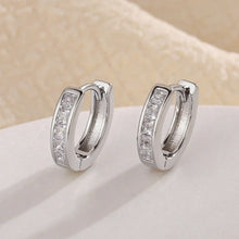 925 Sterling Silver zircon Stone Hoop Earrings