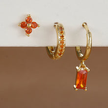 3-piece Zircon Flower Dangle Earrings Set
