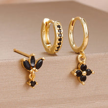 3-piece Zircon Flower Dangle Earrings Set