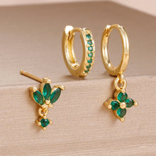 3-piece Zircon Flower Dangle Earrings Set