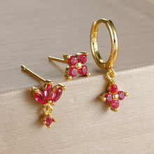 3-piece Zircon Flower Dangle Earrings Set